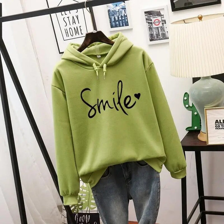 Aliams | Lässig Geschnittener Smile Kapuzenpulli für Frauen