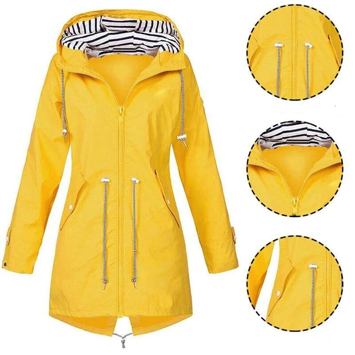 Aliams | Stilvolle Wasserdichte Outdoor Regenjacke mit Kapuze für Damen Klassischer Stil & Ideal für Outdoor-Aktivitäten
