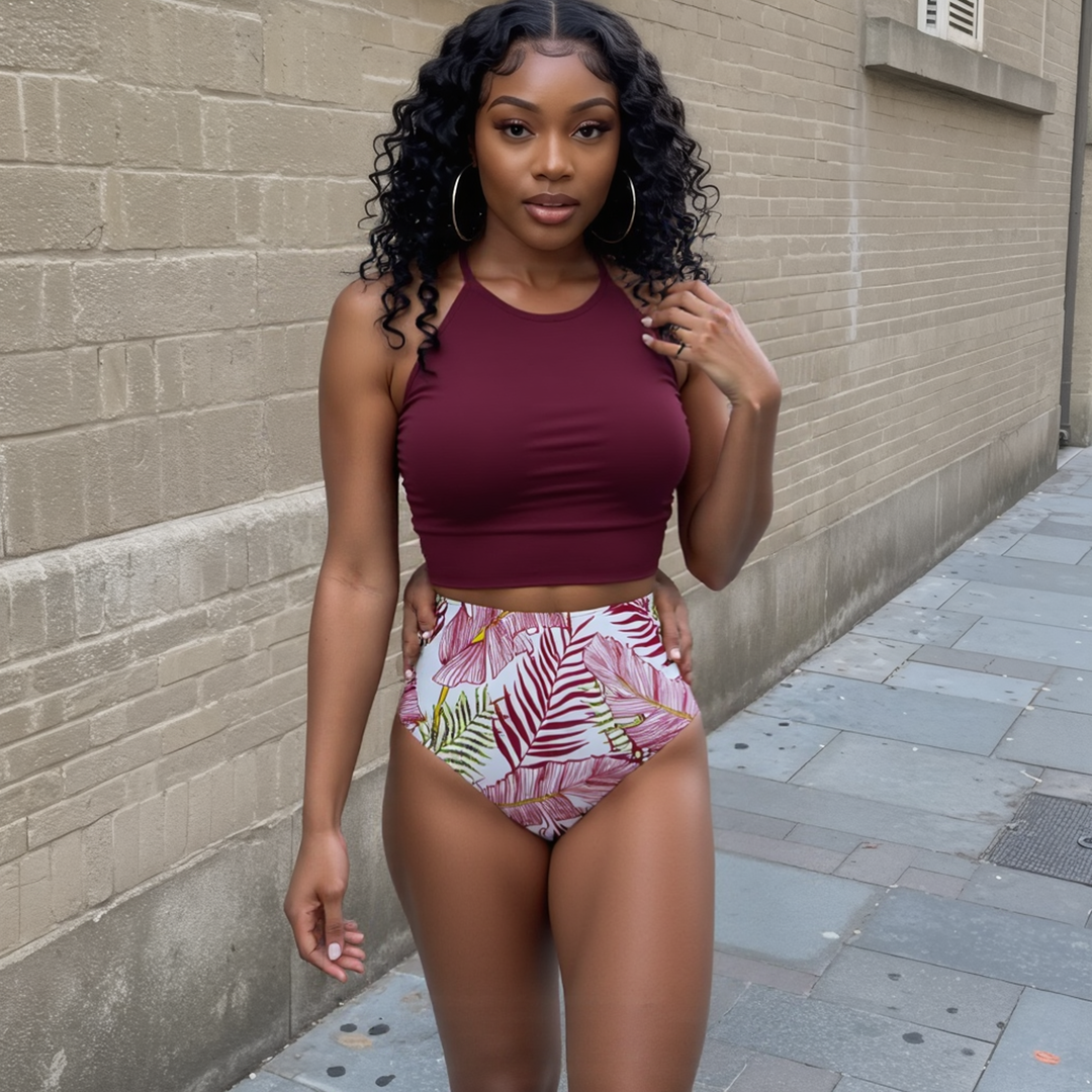 Aliams | Luxus Bikini 2024 Damen Badeanzug mit Hohem Ausschnitt