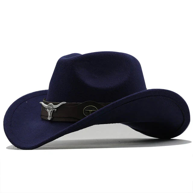 Aliams | Western-Stil Filzhut mit Stier-Schnallenband