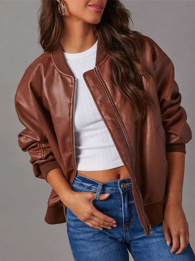 Aliams | Lockere Lederjacke für Damen