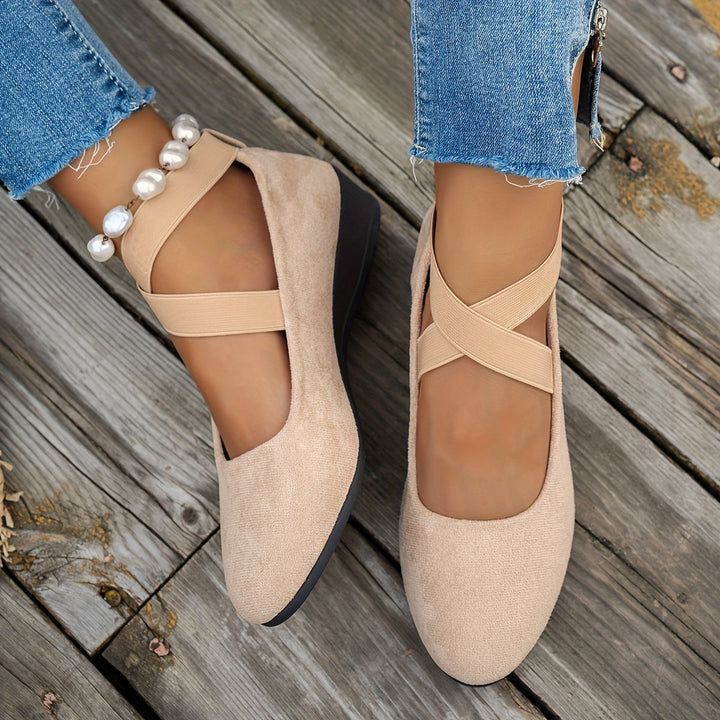 Aliams | Einfache Damen Ballerinas Aus Atmungsaktivem Samt
