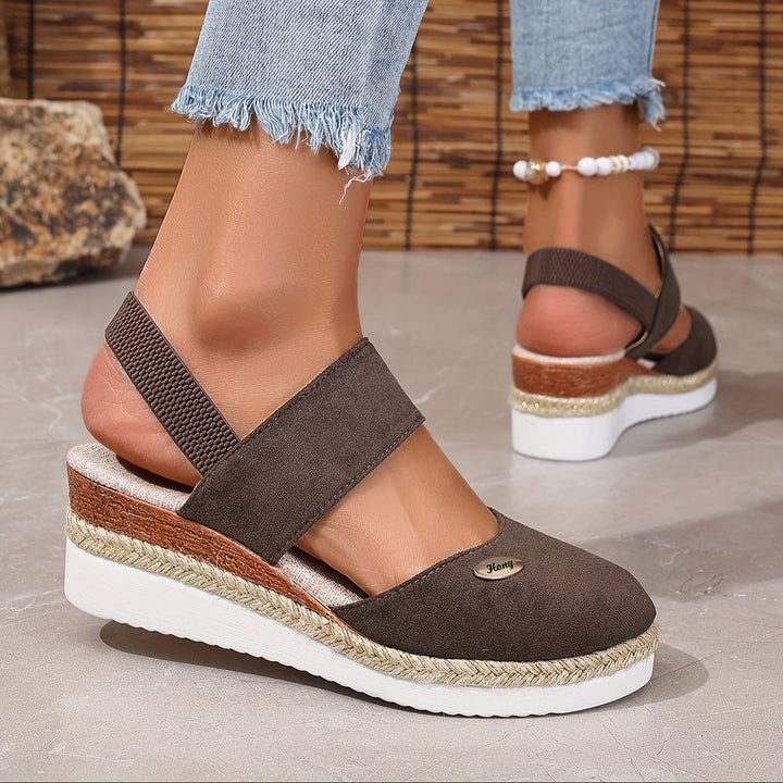 Aliams | Damen Sandalen Auf Plattform: Rutschfest, Geschlossene Zehe, Elastischer Riemen