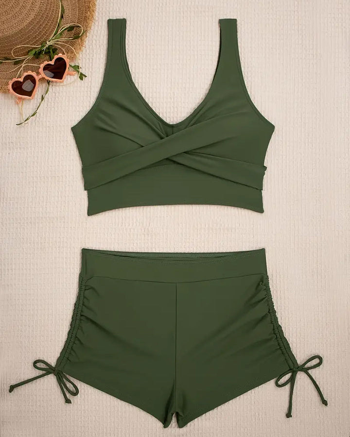 Aliams | Bikini Set Zwei Teile Einfarbig Boxershorts Schnürung