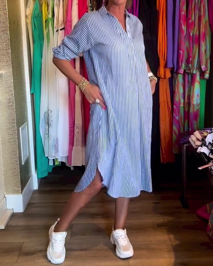 Aliams | Gestreiftes Hemdkleid In Lässiger Passform