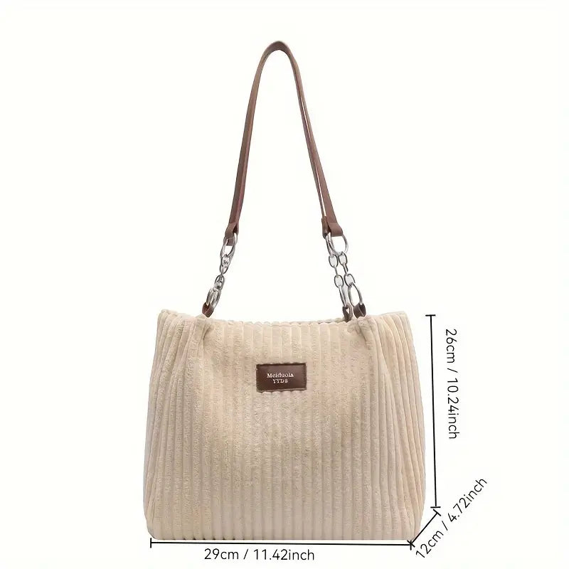 Cord Tote Bag für Damen Chic & Geräumig