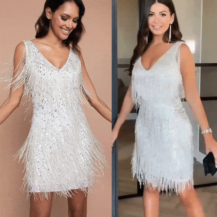 Aliams | Slip Kleid Verführerisches V-Ausschnitt Kleid für Einen Stilvollen Look