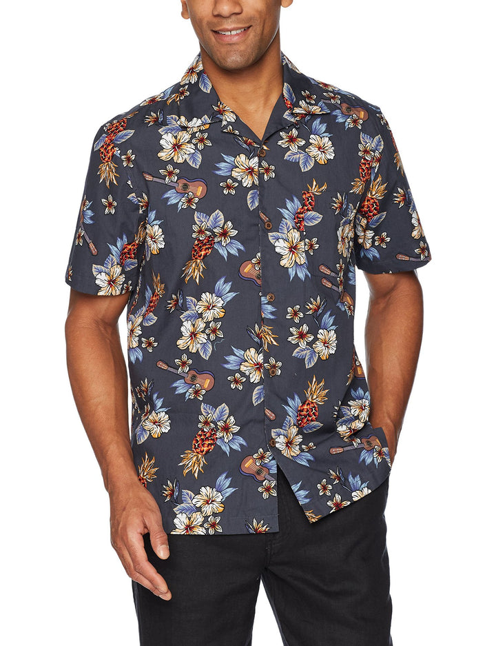 Herren Kurzarm-Hemd mit tropischem Muster und leichten Materialien Aliams