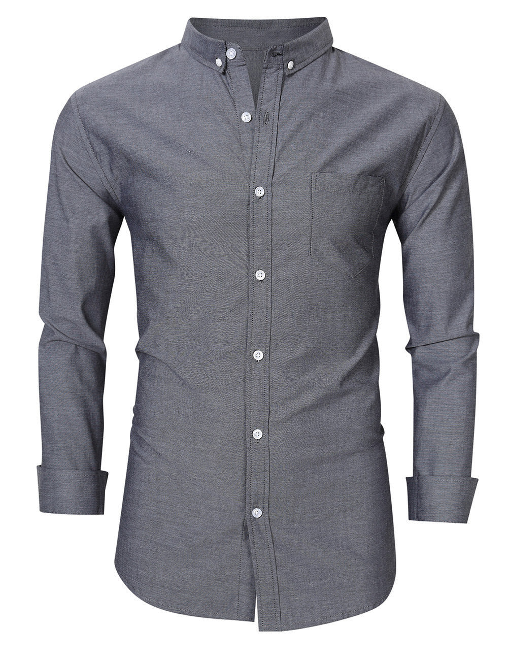 Herren Stilvolles Langarm-Hemd mit modernem Button-Down Kragen und Brusttasche Aliams