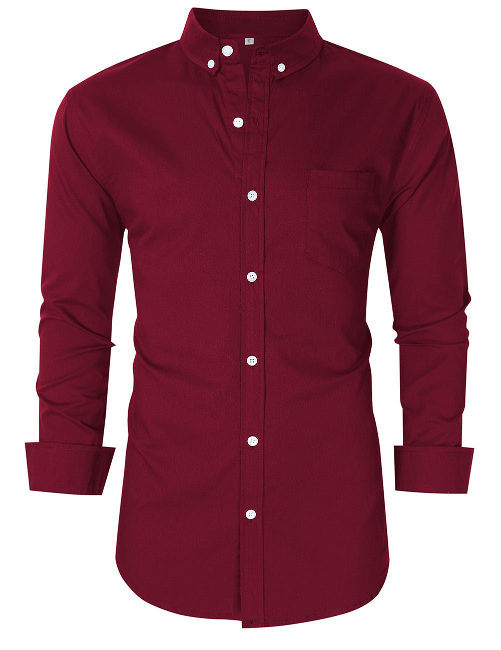 Herren Stilvolles Langarm-Hemd mit modernem Button-Down Kragen und Brusttasche Aliams