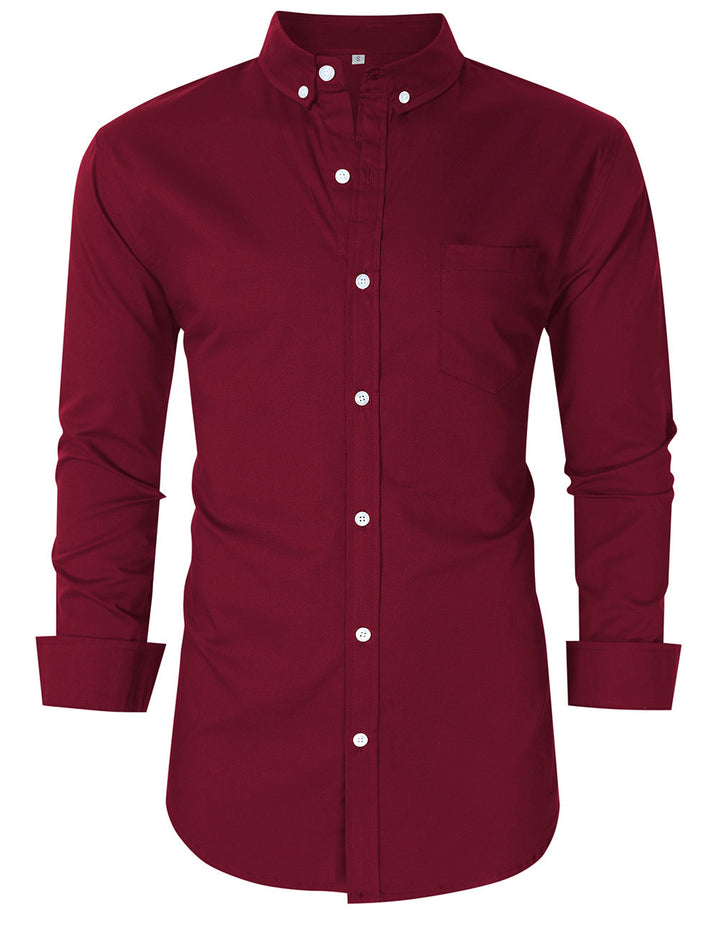 Herren Stilvolles Langarm-Hemd mit modernem Button-Down Kragen und Brusttasche Aliams