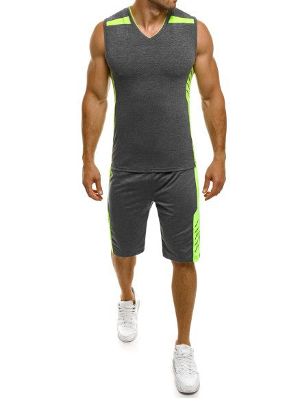 Herren Sportliches Tanktop mit Shorts im modernen V-Ausschnitt und funktionalen Einsätzen Aliams