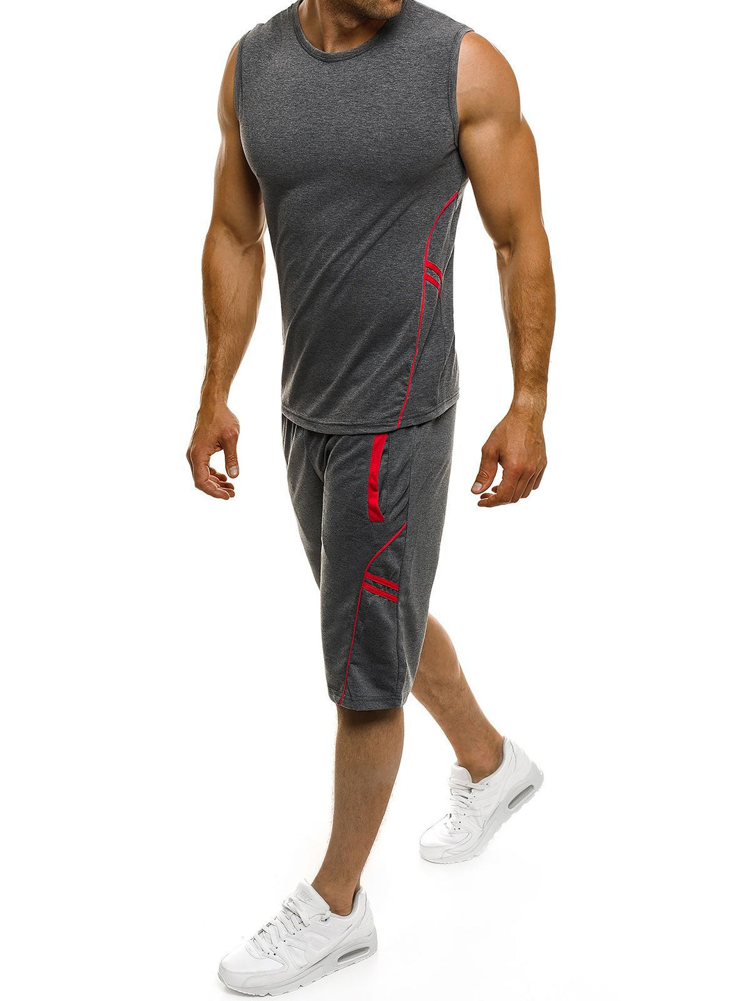 Herren Sportliches Tanktop und Shorts-Set mit reflektierenden Akzenten Aliams