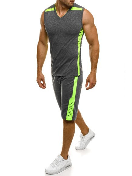 Herren Sportliches Tanktop mit Shorts im modernen V-Ausschnitt und funktionalen Einsätzen Aliams