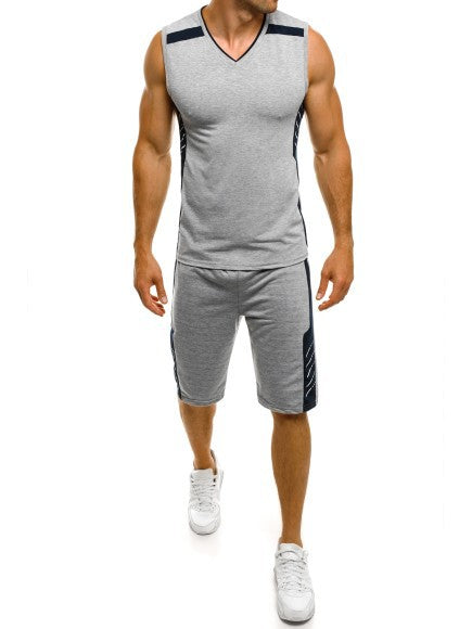 Herren Sportliches Tanktop mit Shorts im modernen V-Ausschnitt und funktionalen Einsätzen Aliams