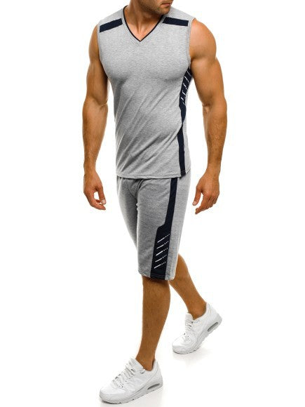 Herren Sportliches Tanktop mit Shorts im modernen V-Ausschnitt und funktionalen Einsätzen Aliams
