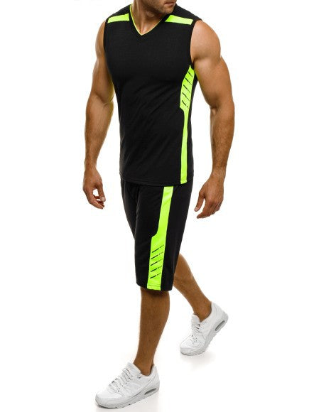 Herren Sportliches Tanktop mit Shorts im modernen V-Ausschnitt und funktionalen Einsätzen Aliams