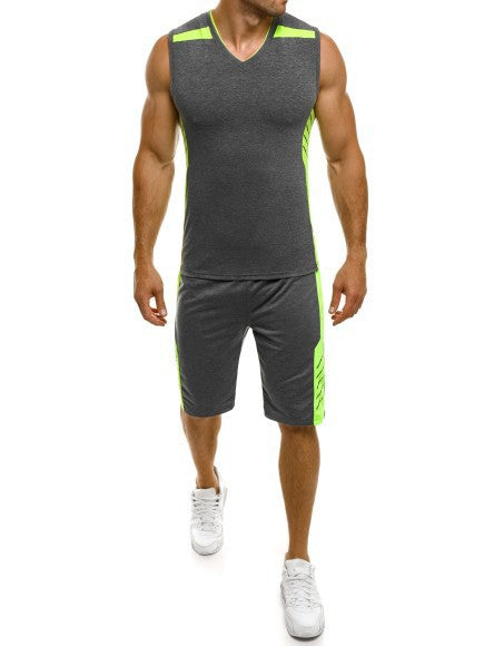 Herren Sportliches Tanktop mit Shorts im modernen V-Ausschnitt und funktionalen Einsätzen Aliams