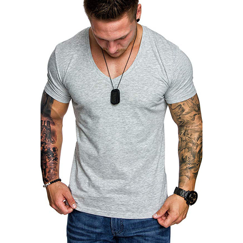 Herren V-Ausschnitt T-Shirt aus hochwertiger Baumwolle mit figurbetonter Passform Aliams
