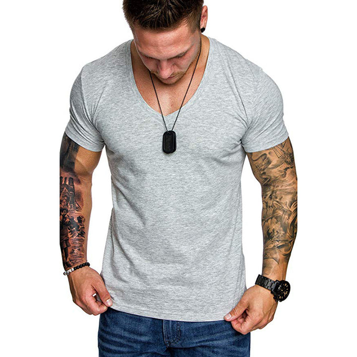 Herren V-Ausschnitt T-Shirt aus hochwertiger Baumwolle mit figurbetonter Passform Aliams