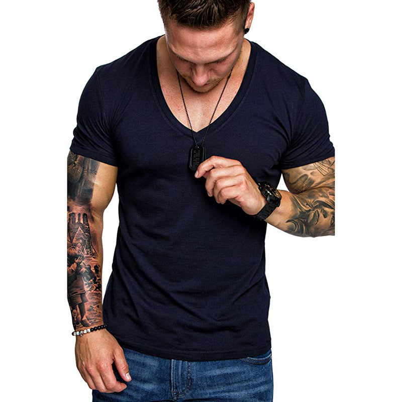 Herren V-Ausschnitt T-Shirt aus hochwertiger Baumwolle mit figurbetonter Passform Aliams