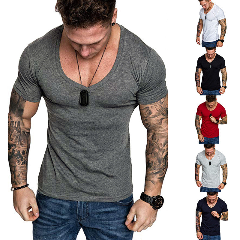 Herren V-Ausschnitt T-Shirt aus hochwertiger Baumwolle mit figurbetonter Passform Aliams