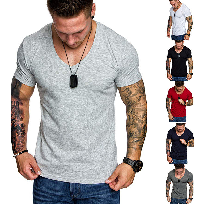 Herren V-Ausschnitt T-Shirt aus hochwertiger Baumwolle mit figurbetonter Passform Aliams