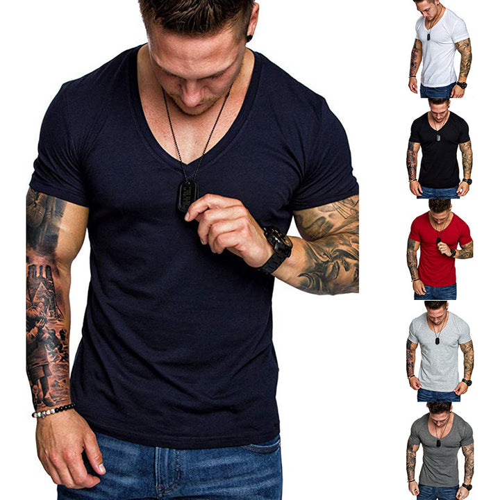 Herren V-Ausschnitt T-Shirt aus hochwertiger Baumwolle mit figurbetonter Passform Aliams