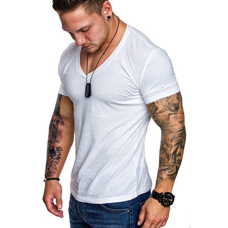 Herren V-Ausschnitt T-Shirt aus hochwertiger Baumwolle mit figurbetonter Passform Aliams