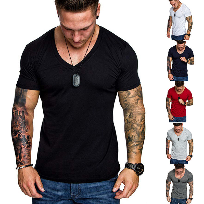 Herren V-Ausschnitt T-Shirt aus hochwertiger Baumwolle mit figurbetonter Passform Aliams