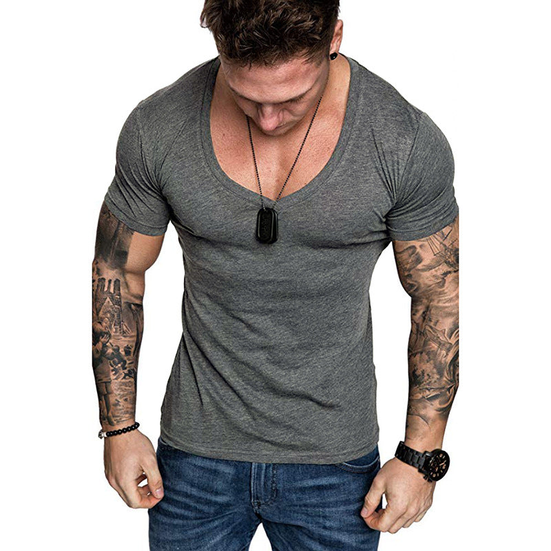 Herren V-Ausschnitt T-Shirt aus hochwertiger Baumwolle mit figurbetonter Passform Aliams