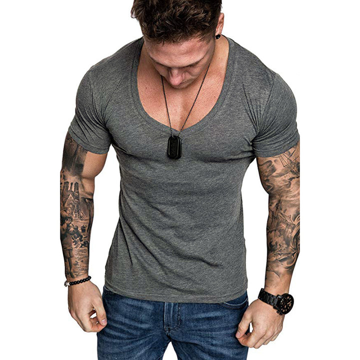 Herren V-Ausschnitt T-Shirt aus hochwertiger Baumwolle mit figurbetonter Passform Aliams