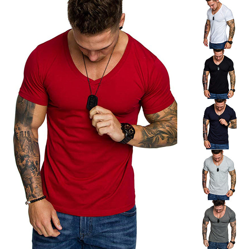 Herren V-Ausschnitt T-Shirt aus hochwertiger Baumwolle mit figurbetonter Passform Aliams