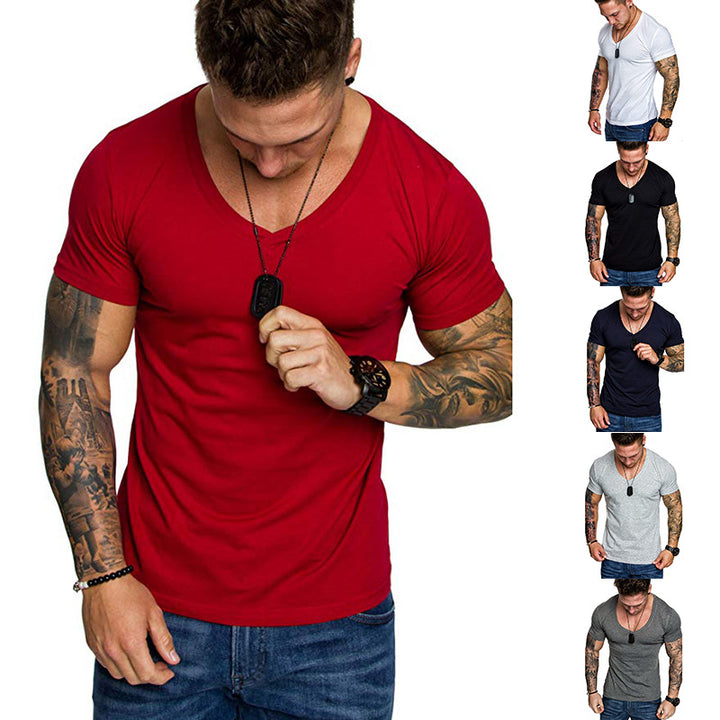 Herren V-Ausschnitt T-Shirt aus hochwertiger Baumwolle mit figurbetonter Passform Aliams