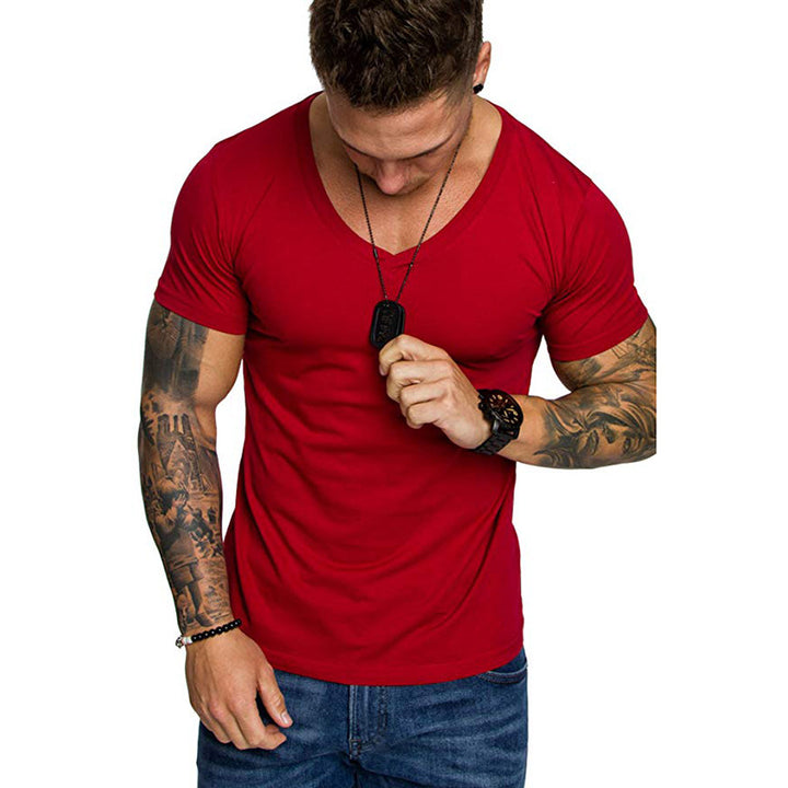 Herren V-Ausschnitt T-Shirt aus hochwertiger Baumwolle mit figurbetonter Passform Aliams