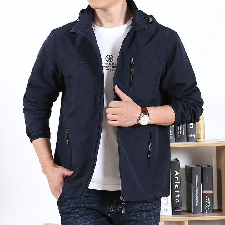 Herren funktionale Outdoor-Jacke mit praktischen Reißverschlusstaschen und atmungsaktivem Gewebe Aliams