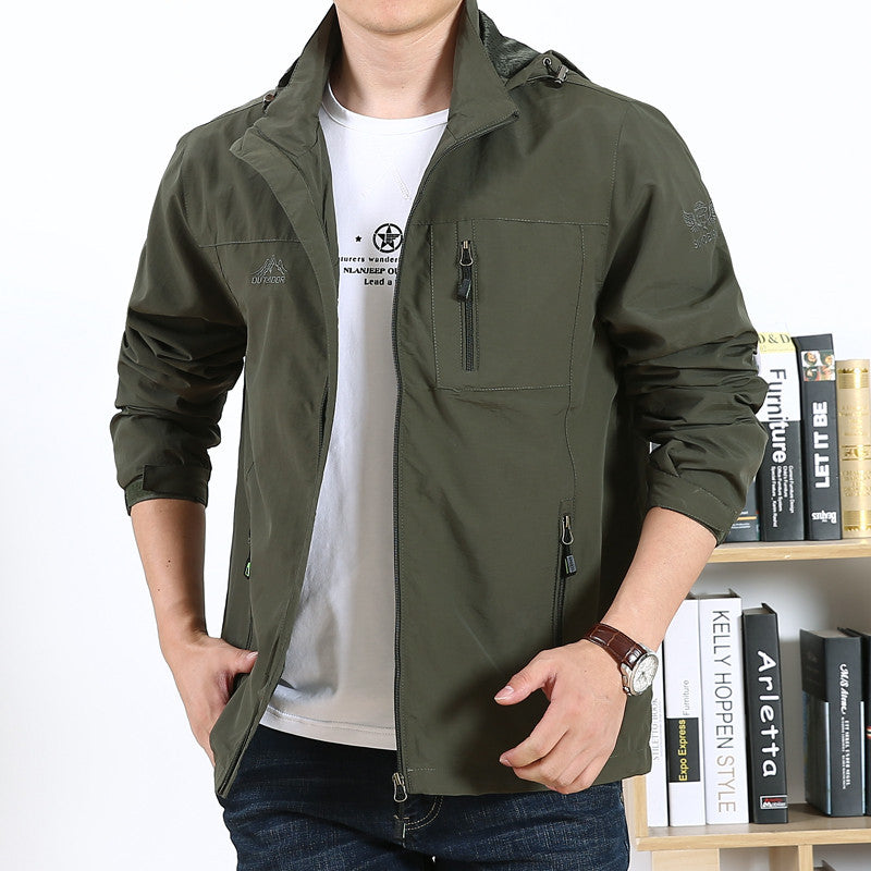 Herren funktionale Outdoor-Jacke mit praktischen Reißverschlusstaschen und atmungsaktivem Gewebe Aliams