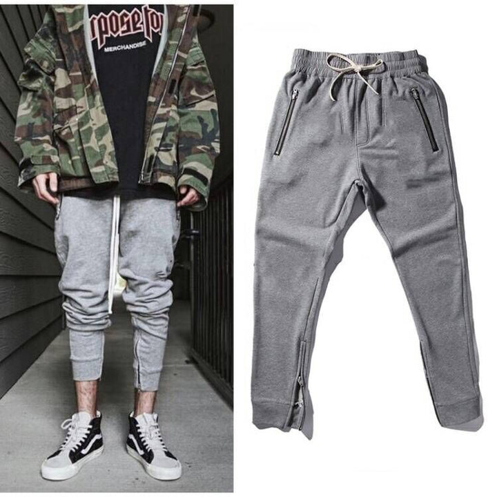 Herren Jogginghose mit seitlichen Reißverschlusstaschen und elastischem Bund Aliams