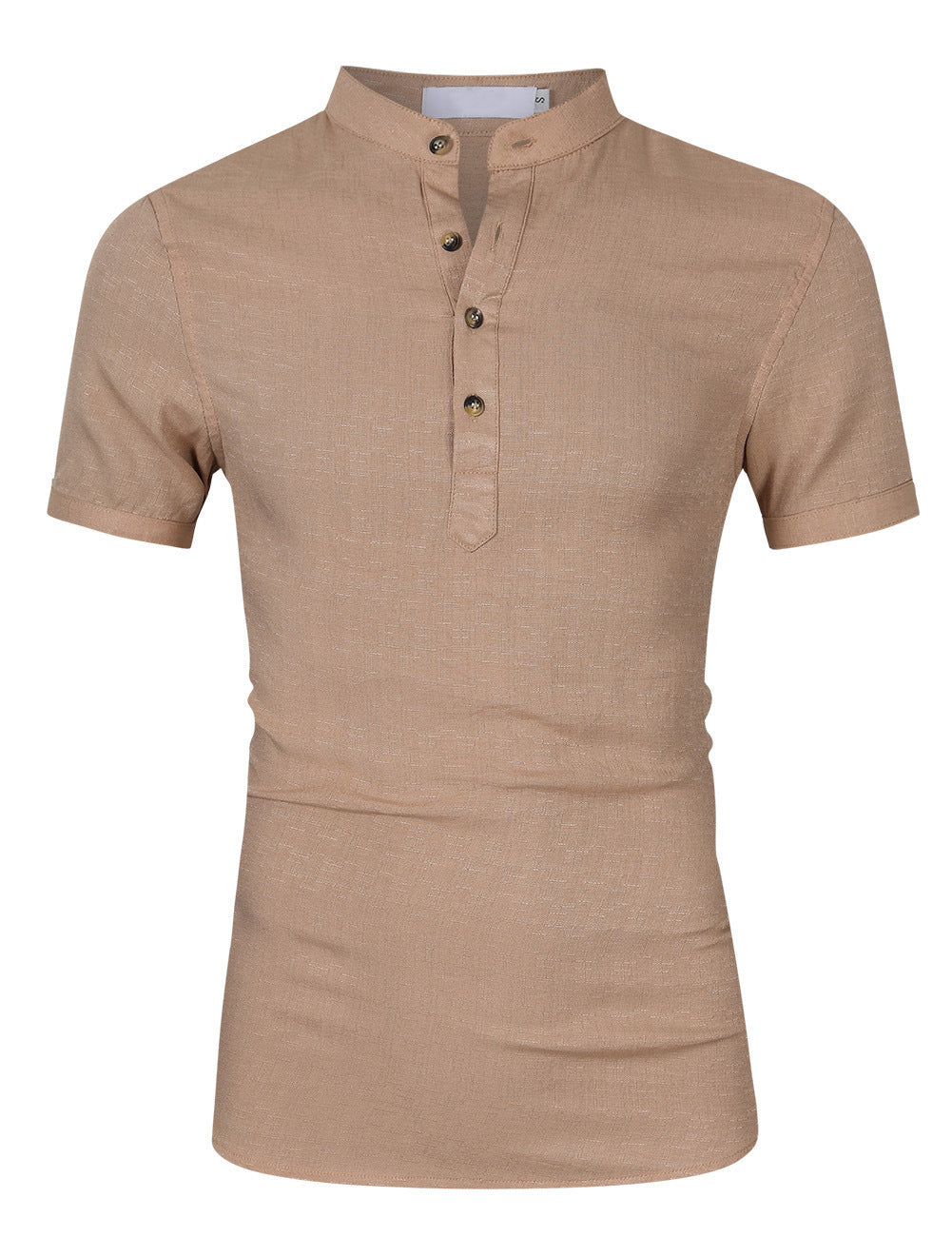 Herren Kurzarm-Henley-Shirt mit moderner Knopfleiste und Stehkragen Aliams