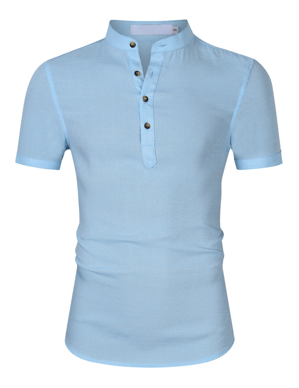 Herren Kurzarm-Henley-Shirt mit moderner Knopfleiste und Stehkragen Aliams