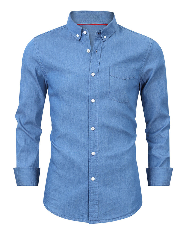Herren Elegantes Denimhemd mit modischem Schnitt und praktischer Brusttasche Aliams
