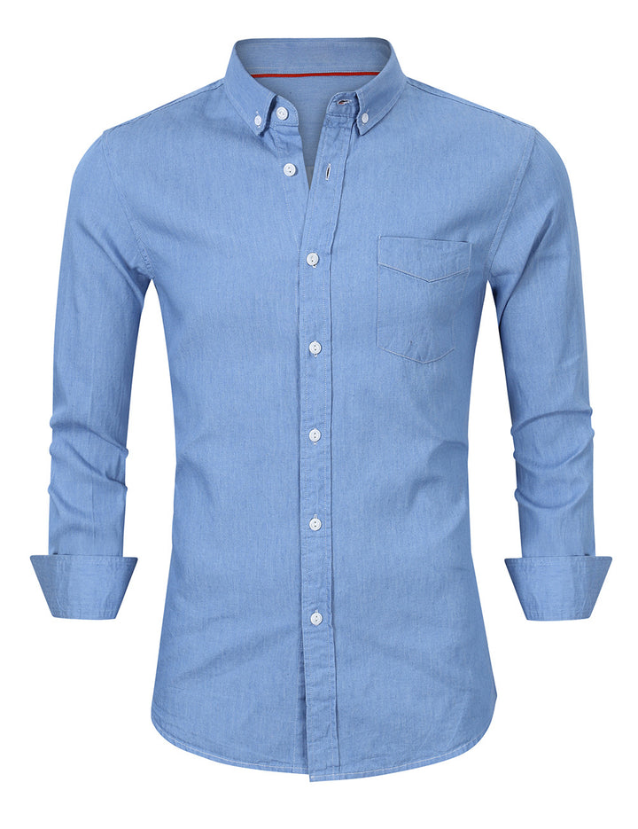 Herren Elegantes Denimhemd mit modischem Schnitt und praktischer Brusttasche Aliams