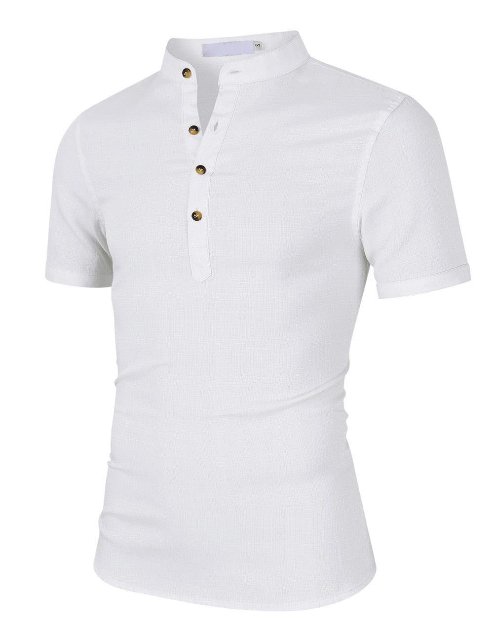 Herren Kurzarm-Henley-Shirt mit moderner Knopfleiste und Stehkragen Aliams