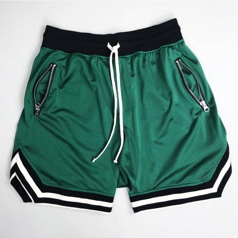 Herren Sportliche Basketball-Shorts mit atmungsaktivem Netzdesign und seitlichen Reißverschlusstaschen Aliams
