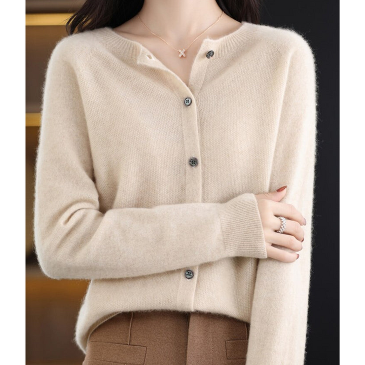 Aliams Damen Rundhals Cardigan Pullover
