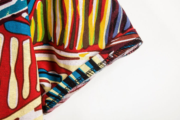 Herren Kurzarmhemd im kreativen Tribal-Design mit modernem Stehkragen Aliams