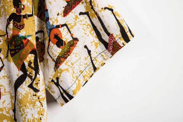 Herren Kurzarmhemd mit einzigartigem afrikanischem Druck und Stehkragen Aliams