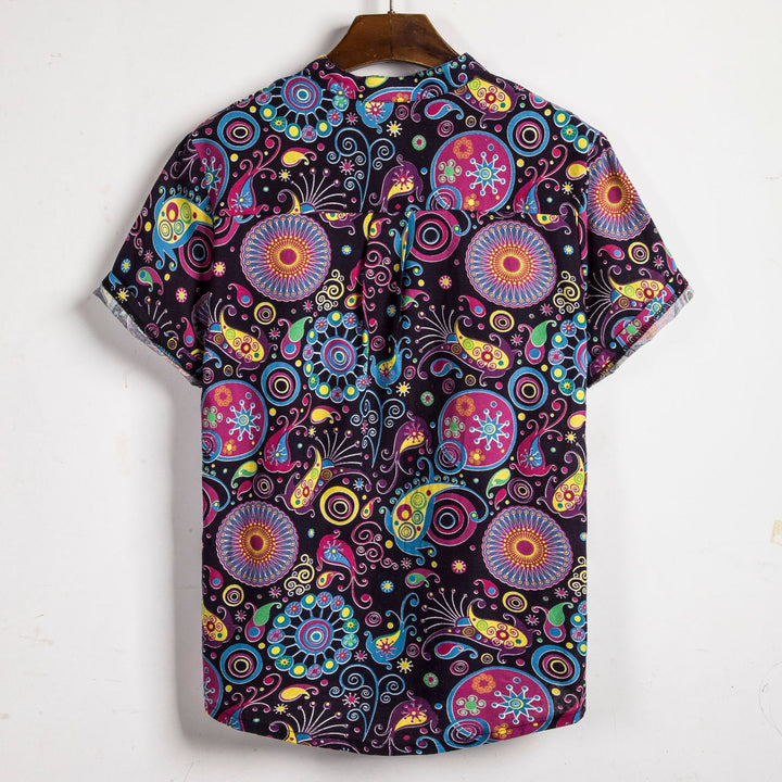 Herren Kurzarmhemd im kreativen Design mit bunten Musterelementen Aliams