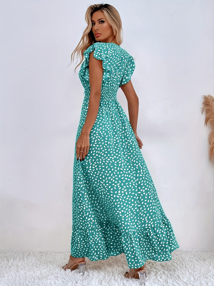 Allover Print Rüschen Kleid