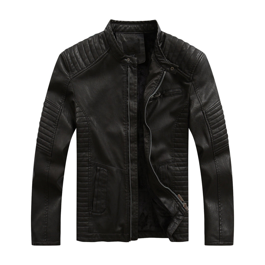 Herren stylische Bikerjacke aus Kunstleder mit detailreichen Steppnähten Aliams